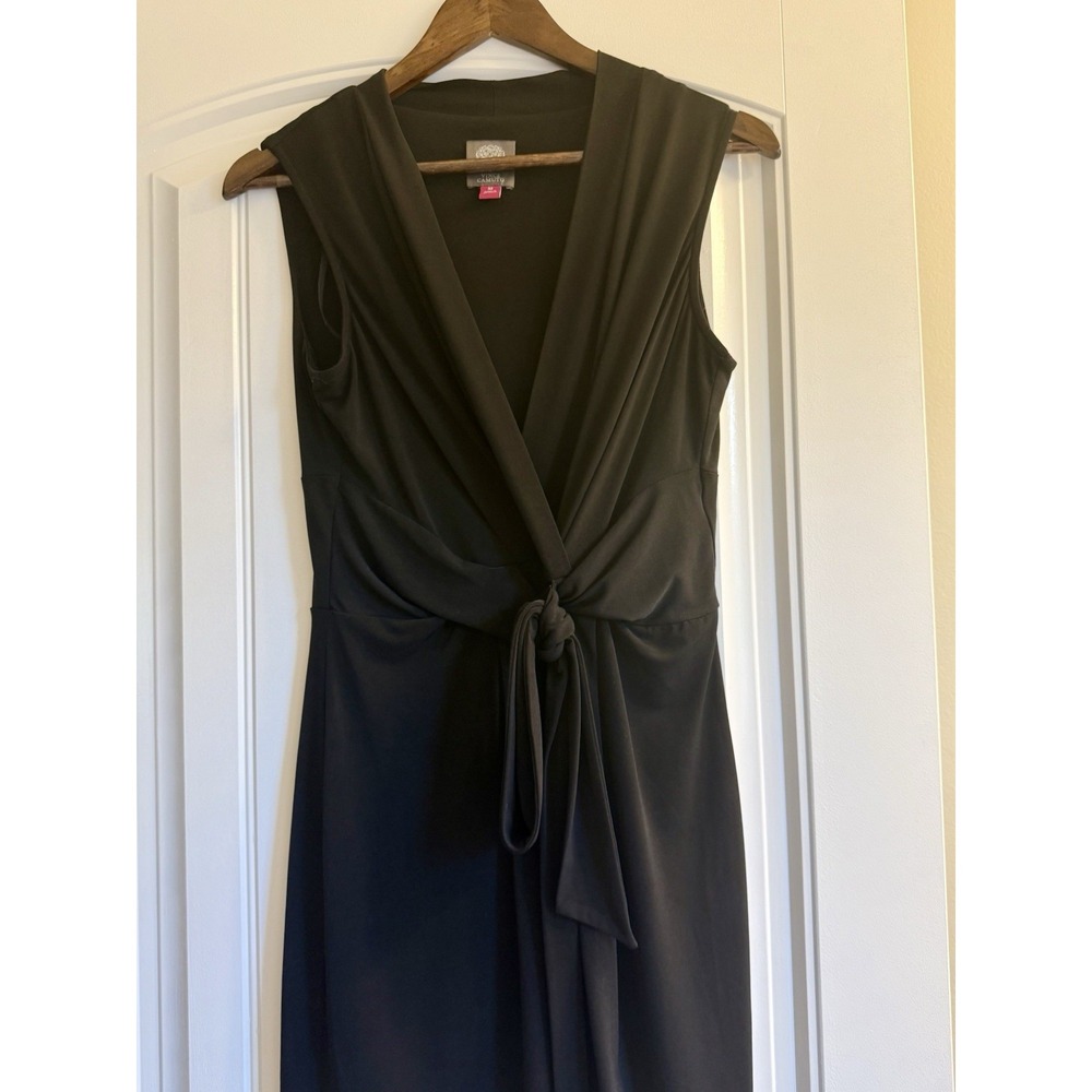 Vince Camuto Women's Black Sleeveless V-Neck Tie Waist Stretch Knit Romper M